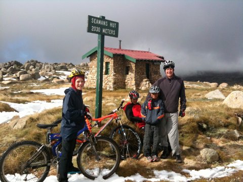 Family ride on Mt Kosciuszko....Seaman's hut