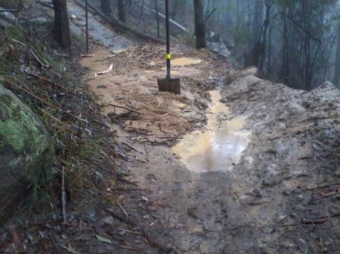Water Damage to the Awaba DH Trail.
